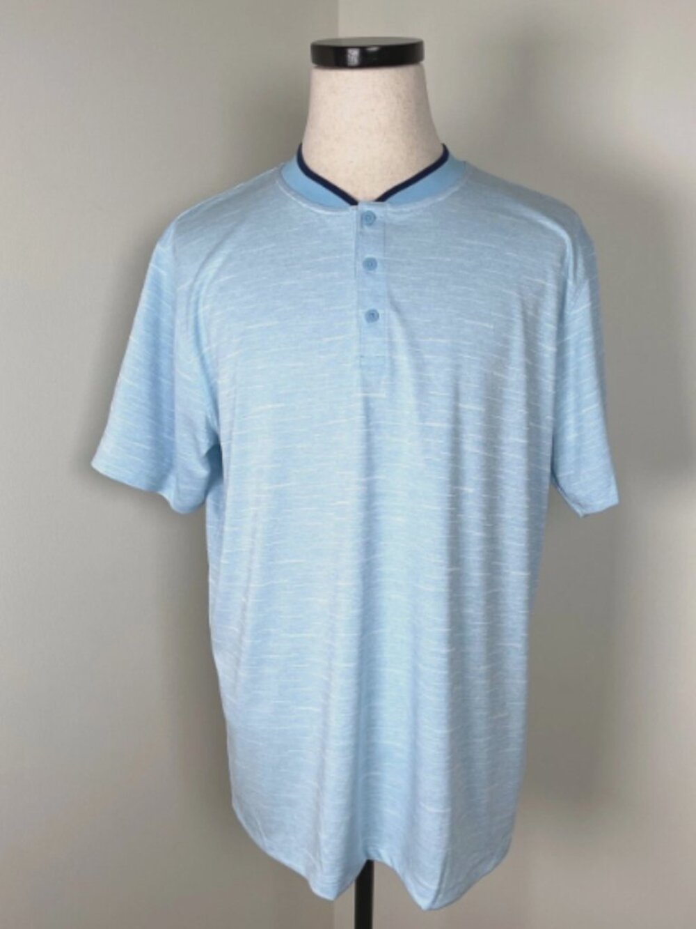 Prince Slub Tapered Collar Golf Polo In Cerulean Heather Blue